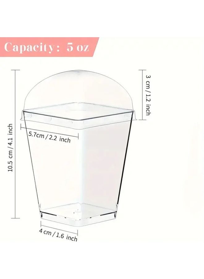 50pcs Square Plastic Dessert Cups With Lids Clear Party Cups For Ice Cream Yogurt - Image 3